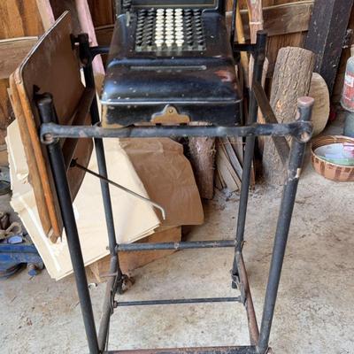Burroughs Adding Machine Antique Calculator With Stand And Shelf