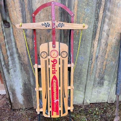 Vintage 1980s PARIS CHAMPION FASTBACK Floating Steering Metal Rail Snow Sled #2