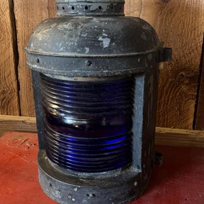Ward Hendrickson Marine Masthead Ship Lantern Cobalt Blue Lens Hanging Fixture