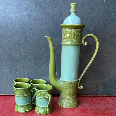 Mid - Late Century Coffee Service in Green 