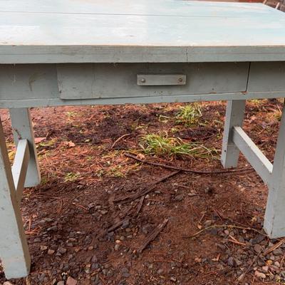 Vintage Aqua Marine Table w/ Drawer 