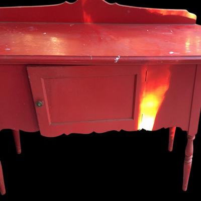 Vintage Red Entryway Cabinet 
