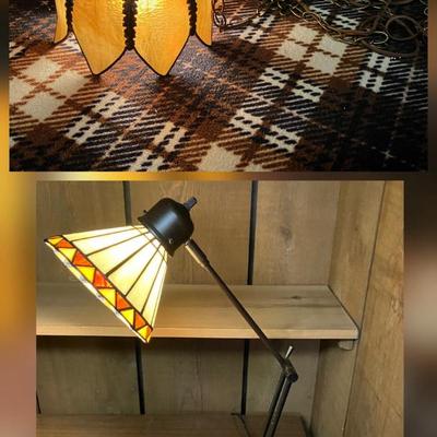 Vintage Tiffany-Style Tulip Swag Lamp and Desk Lamp