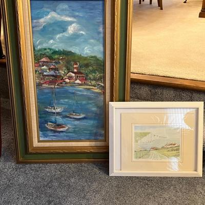 Signed Patricia Hall Print 742/850 "The Seven Sisters, Sussex" and Framed Painting on Board