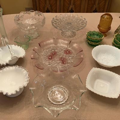 1960s Art Glass Vase from Mexico, MCM Viking Glass Fairy Lamp, Fenton, Uranium Glass, and More