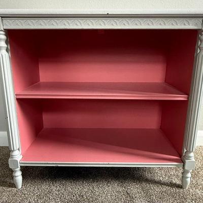 Vintage Painted Wood White & Pink Children's Bookcase