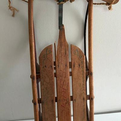 Vintage Eskimo Wooden Sled 