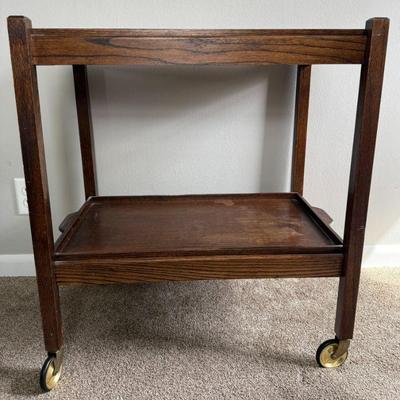 Vintage Folding Oak Tea Cart