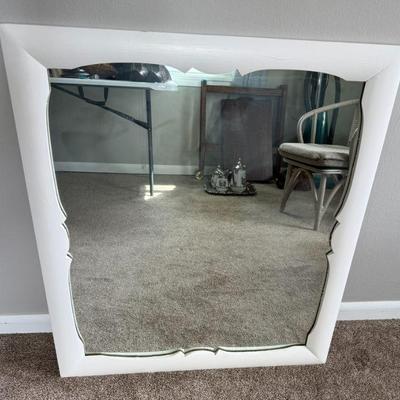 Vintage White Painted Wood Mirror