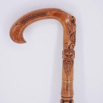 Intricately Carved Wooden Walking Stick by Rick Young
