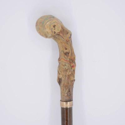 Early 20th Century Acacia Wood Walking Stick w/ Root Handle