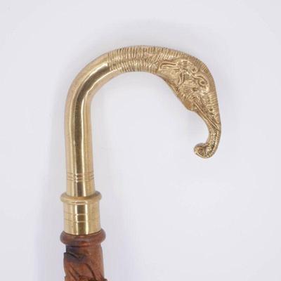 Solid Brass Elephant Head Walking Cane