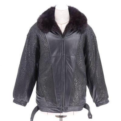 Reversible Synthetic Leather and Fur Women’s Jacket