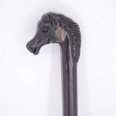 Wooden Carved Walking Stick w/ Horse Head Handle