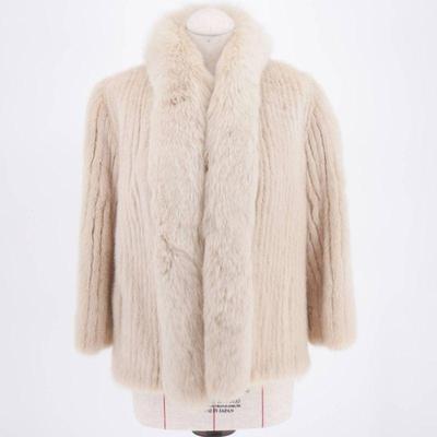 Cream Mink Fur Coat w/ Monogrammed Lining