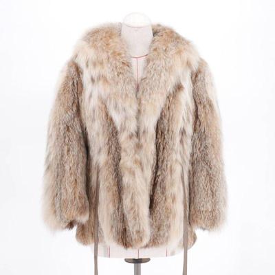 Womens Lynx Fur Coat w/ Paula Embroidered Lining