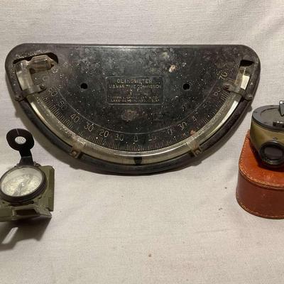 WWI & II Era Clinometer And Compasses 