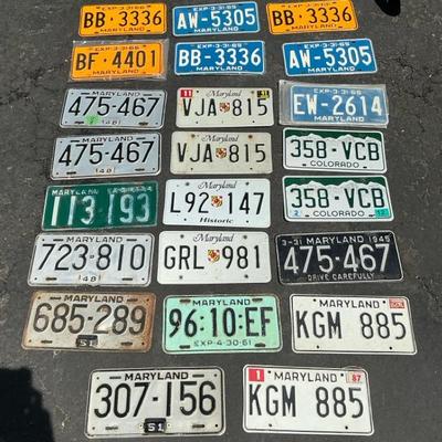 Lot of Vintage Maryland License Plates