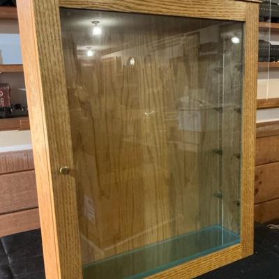 Oak Display Cabinet 20x25 With Glass Shelves 