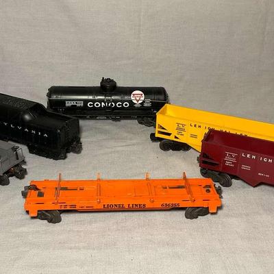 Lionel Train Cars 2420, 1112, Flat Car, Coal Car, 2 Hopper Cars O Gauge
