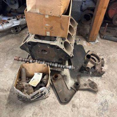 #1510 • V8 Engine Block with Parts
