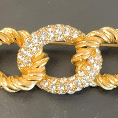 Christian Dior Rope-Twist Gold-Tone Tri-Hoop Brooch