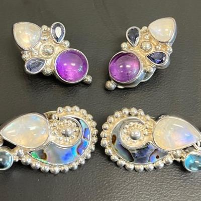 Two Pairs of Sterling Silver Clip-On Earrings