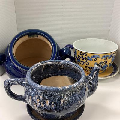 Trio Of Blue Planters
