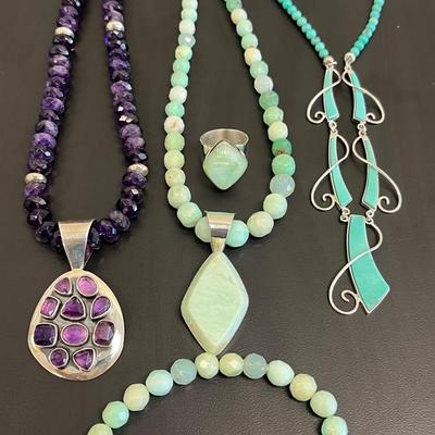 Sterling Silver Amethyst, Amazonite & Turquoise Necklaces & More