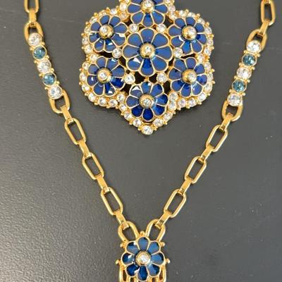 Camrose & Kross Jackie Kennedy Gold-Tone Enameled Necklace & Brooch 