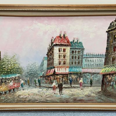 Parisian Street Scene Framed Painting