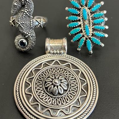 Sterling Silver Rings & Pendant