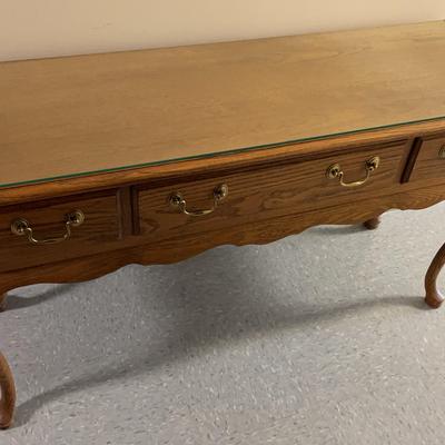 Thomasville Sofa Table with Glass Top