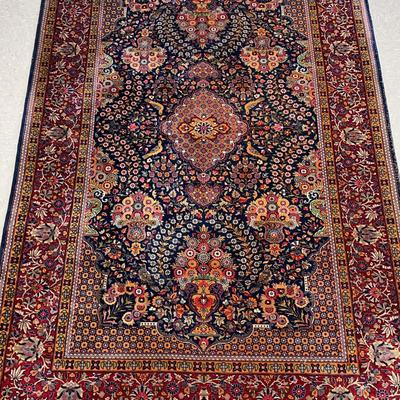 Colorful Floral-Themed Hand-Knotted Persian Rug