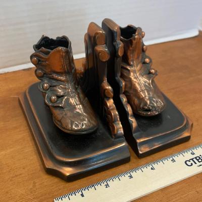 Vintage Pair of Bronze-Toned Baby Shoe Bookends