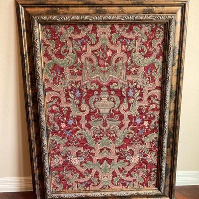 Large Vintage Burgundy Framed Tapestry