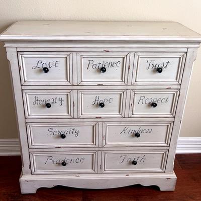 Distressed Off-White 4 Drawer Chest 