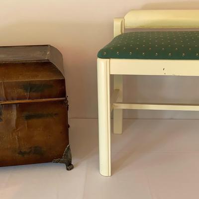 Wooden Vanity Bench And Old Looking Storage Box