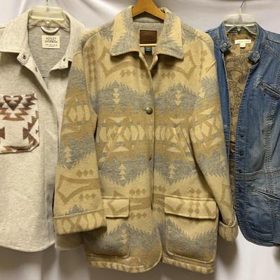 Ralph Lauren Southwest Wool Coat, Coldwater Creek Blue Jean Jacket, Ashley Outerwear Shirt Jacket