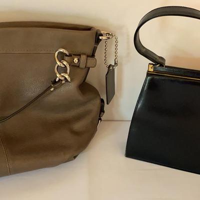Taupe Leather Coach Bag And Vintage Black Lumos Of London Handbag