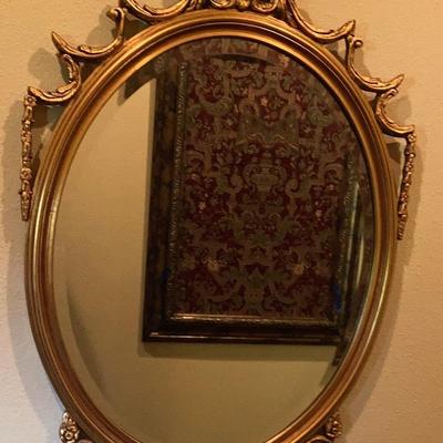 Vintage Oval Gold Finished Beveled Mirror 