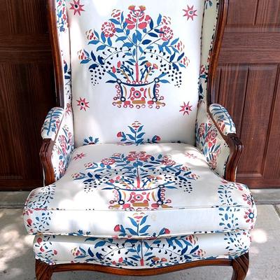 Floral Wingback Upholstered Chair 