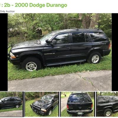 Sale Photo Thumbnail #1: Lot # : 2b - 2000 Dodge Durango
Title present, but this is a parts car. DOES NOT RUN V8 Magnum motor, and 4 wheel drive
