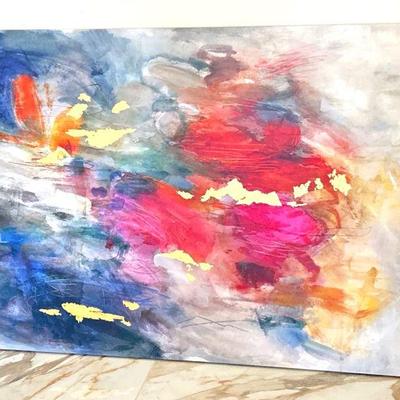 - Abstract Multi Colored Watercolor Canvas Print. 54" x 40"