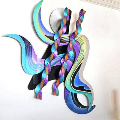  Shlomi Haziza (Israeli) Acrylic and Lucite multi-colored ribbon wall sculpture - Signed by Artist