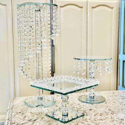 Set of 3 Elegant Crystal Cake Stands