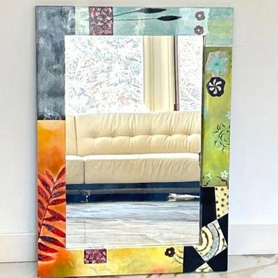  Abstract Floral Heavy Epoxy Framed Mirror - 30" x 41"