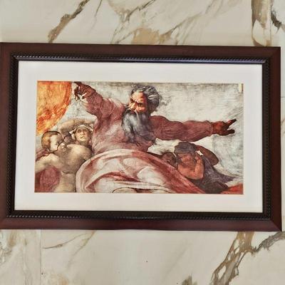  Framed Art Print - Michelangelo's 'The Creation of Adam' 29" x 19" Framed