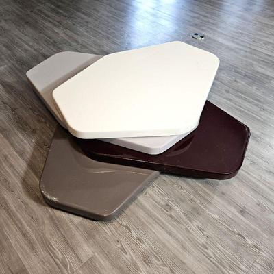 "Spline" Coffee Table w/ Four Rotating Tops- In Neutral Lacquered Wood- 1980s Roche Bobois- Fred RIEFFEL Design-  White,...