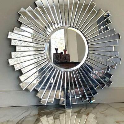 Contemporary Circular Sunburst Mirror - 37.5 inches